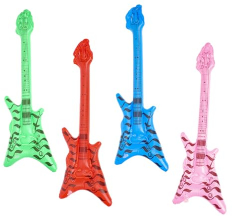 iplusmile Guitarras Inflables De Juguete 60 Cm Estilo Rock Años 80 Pvc Colores Surtidos Para Fiestas Temáticas De Música Recuerdos De Carnaval Set De 4 Piezas