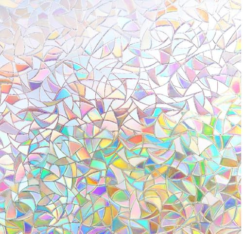 shinfly Fensterfolie Blickdicht Selbsthaftend | Sichtschutzfolie Fenster | Fensterfolie Bunt Statisch Haftend 30 x 200 cm | Stained Glass Window Film Anti-UV Für Büro Wohnzimmer Schlafzimmer Küche