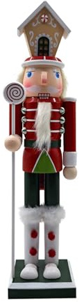 ZWTPGKRD Casse-noisettes en bois tenant des biscuits avec chapeau de maison, figurine de marionnette de Noël, jouet de table de vacances et étagère à livres, décoration de casse-noisette