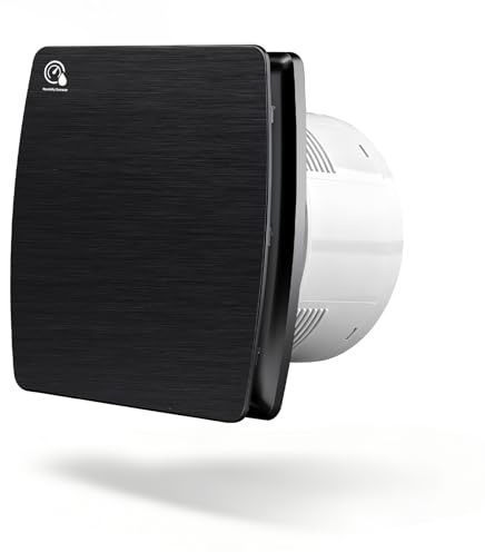 Badlüfter 100mm mit Timer & Feuchtigkeitssensor, Decke Wand im Bad WC Küche | ≤34db, 12W, 95m³/h, IPX4, Leistungsstarker Abluftventilator, Leiser Wandventilator mit Rückstauklappe, Schwarz