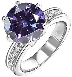5ct Moissanite bröllopsringar for kvinnor rundskurna D-färg VVS1 diamantring grön/gul/rosa förlovningsringar med certifikat(Violet,5)
