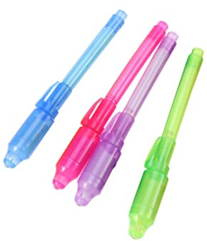 Nouveauté stylo à message secret à encre invisible avec marqueur magique lumière UV intégré stylo message secret 4 pièces