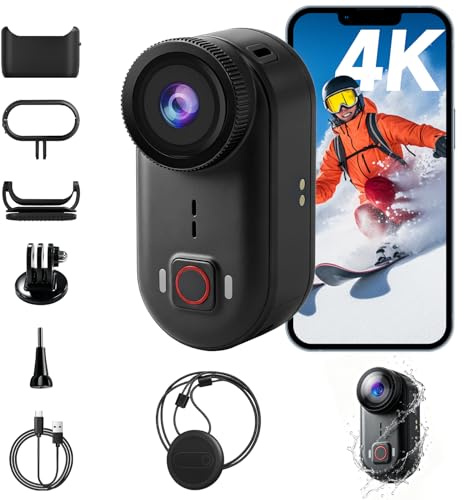 WOWAWOLA 4K Action Cam Körperkamera Bodycam Vlog Kamera, 10M Unterwasserkamera,WiFi Magnetische POV-Aufnahme, 6-Achsen EIS Stabilisierung, Pocket Cam für Reisen, Outdoor-Sport
