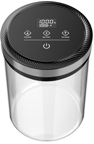 CAKEEYUM Coffee Vacuum Canister 1.6L Automatic Sealer Coffee Storage Container 33kPa Smart Vacuum Bean Storage Jar with Battery & Touch Control for Kitchen Pantry Canister, Cani