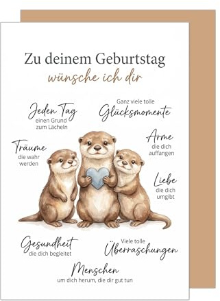 Edition Seidel Premium Glückwunschkarte zum Geburtstag mit Umschlag. Geburtstagskarte Grußkarte Karte Klappkarte Spruch Mann Frau Familie Freunde Otter Glücksmomente Liebe Gesundheit (G4400 SW026)