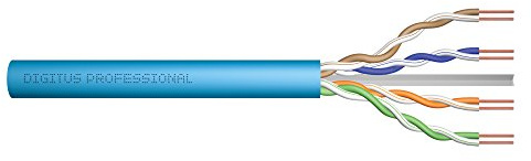 DIGITUS 305 m de Cable de red Cat 6A, U-UTP Simplex, BauPVO Eca, LSZH Libre de Halógenos, 500 MHz de cobre AWG 23/1, Compatible con PoE+, Cable LAN Cable de instalación Cable Ethernet, Azul