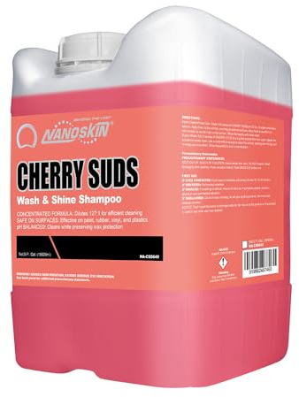 Nanoskin CHERRY SUDS Foaming Car Wash Concentrated Shampoo 5 Gallons for Foam Cannons, Foam Guns, Bucket Washes | Pressure Washer Safe, Cherry-Scented Soap | Ideal for Cars, Trucks, Motorcycles, RVs