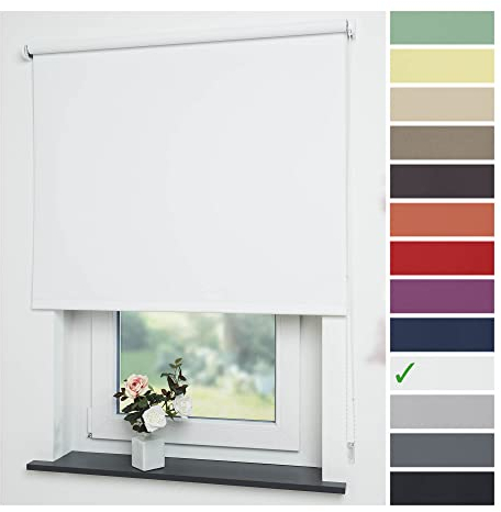 Liedeco® Rollo, Fenster Rollo, Kettenzug-Rollo / 142 x 180 cm (Breite x Höhe), weiß/Verdunkelnd, Abdunkelnd, Blickdicht/Breiten 60-200 cm/Variable Montage möglich