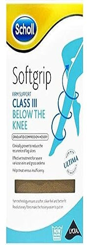 Scholl Softgrip Ultima Class III 3 Compression Stockings for Women - Below The Knee, Open Toe - Natural - High Strength Stockings for Varicose Veins, Oedema, Swelling, Swollen Legs, and Circulation