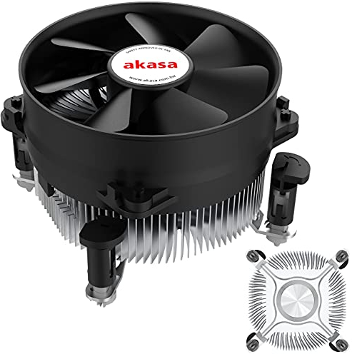Akasa Aluminium Core Value CPU Cooler | Low Noise PWM Fan | TDP 77W | Aluminium Heatsink | 92mm Quiet Fan | Easy Installation | Designed for Intel LGA775, LGA115x, LGA1200 | AK-CC7108EP01