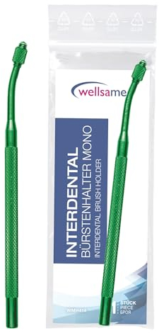 wellsamed Interdentalbürstenhalter Mono, mit abgewinkeltem Kopf, Grün, zur effektiven Reinigung der Zahnzwischenräume