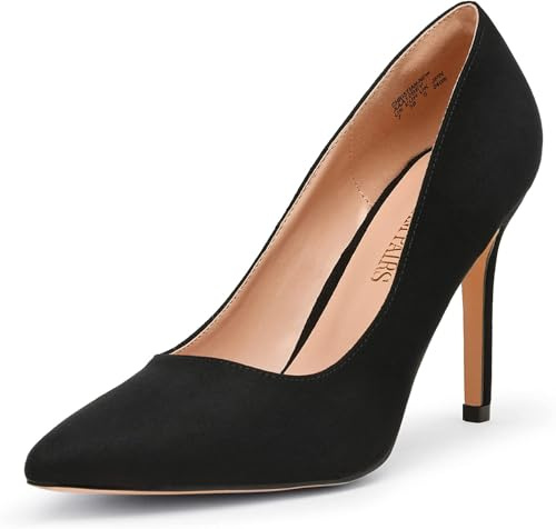 DREAM PAIRS Damen High Heels Spitzschuh Pumps für Hochzeit Brautschuhe Party,Size 40,Schwarz/Wildleder
