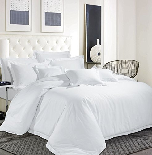 Oxford Style Egyptian Cotton 600 ''TC Hotel White Bedding Set Duvet Cover Solid (Double)