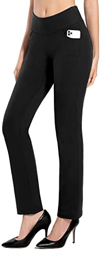 MOVE BEYOND Hose Damen High Waist mit Geradem Bein Stretch Hose Damen Für Yoga Business Sport Outdoor Training