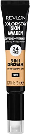 Revlon Colorstay Skin AwakenCorrector de Ojeras e Imperfecciones 5en1, con Cafeína y Vitamina C, Acabado Natural, 8ml (Tono #001 Universal Neutralizer)