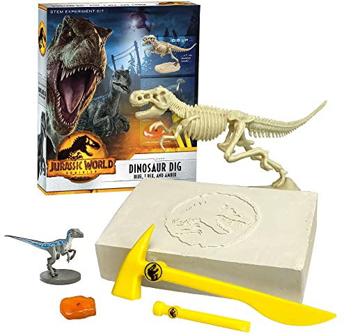 Thames & Kosmos Jurassic World Dominion Dinosaurier-Grabe – Blau, T. Rex & Bernstein | STEM-Ausgrabungs-Set von Prähistorischen Schätzen mit Benutzerdefinierten Jurassic World Werkzeugen | sichere,