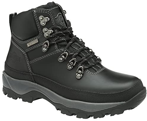 Northwest Territory Men's Rayrock Lace Up Premium Leather Waterproof Hiking/Walking Boot (10 UK, Black, numeric_10)