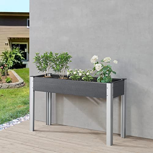 [en.casa] Aiuola Rialzata con Contenitore in WPC per Erbe Aromatiche Fiori Verdure Fioriera Letto Alto 125x40x75 cm per Piantare Porta Piante Giardino Terrazza - Grigio Scuro