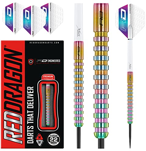 RED DRAGON Darts - Javelin Spectron 22g - 85% Wolfram – Professionelles Stahlspitze Dartpfeile Satz mit Flüge & Schäften
