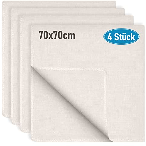 HXC 4Stk Passiertuch Natürliche Käsetuch 70cmx70cm Passiertuch Wiederverwendbar Leinentuch Passiertücher mit Dichtes Netz Käsetuch aus ungebleichter Baumwolle zur Herstellung von Käse, Nussmilch