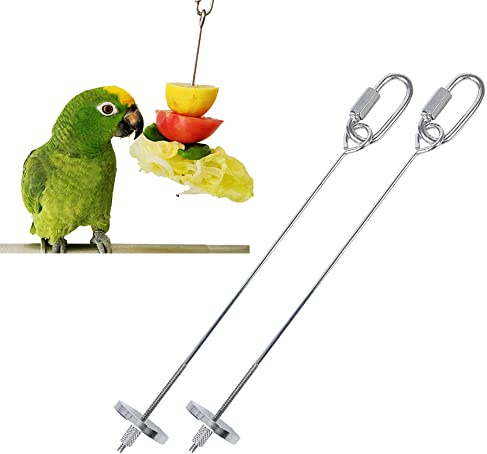 JVHLOV Alimentador de Brochetas de Loro, Titular de Fruta de Pájaro Titular de Palito de Acero Inoxidable, Soporte para Palitos de Alimentos, para Pájaros para Loros, Periquitos, Cacatúas, Canarios