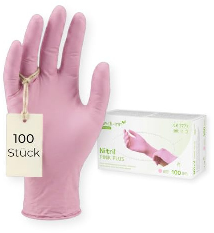 Medi-Inn Nitril Pink Plus Einmalhandschuhe, puderfrei, Gr. S, 1 x 100 Stück
