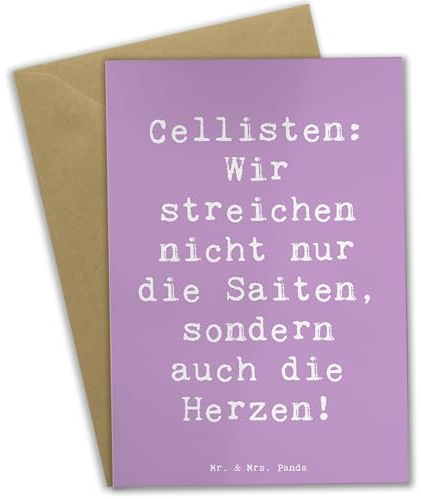 Mr. & Mrs. Panda Grußkarte Spruch Cello Herz - Geschenk, Musik, glückwunschkarten, Instrument, Solo, einladungskarten, Grußkarten, Musiker, osterkarte, weihnachtskarten, osterkarten, Lernen, Gefühl