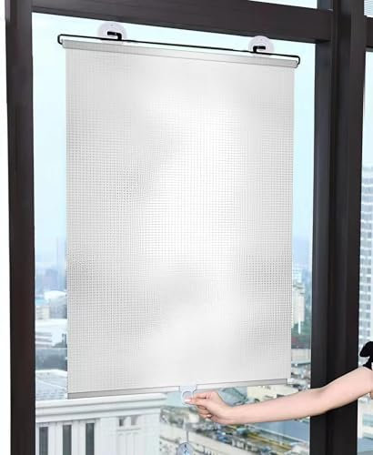 ZDSDZSD Verdunklungsrollo Ohne Bohren mit Saugnäpfen, PVC Sonnenschutz Jalousien Fenster, für Windows Schlafzimmer Badezimmer Küche Dachfenster Terrasse Auto(Silver,50 x 125 cm)