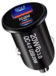 USB to USB C Adapter Charger 2 Ports Fast Charge, 40W PD Fast & QC 4.0 Dual Port 12V Car Cigarette Lighter Extension, Flush Fit Mini Vehicle Adapter Plug for iPhone 16/15, Galaxy S10/S9 & More.