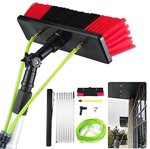 Photovoltaik-Reiniger, 5 m, Fensterreinigungsstange mit Wasser-/Schlauchbürste, ideal für die Reinigung von Solarzellen