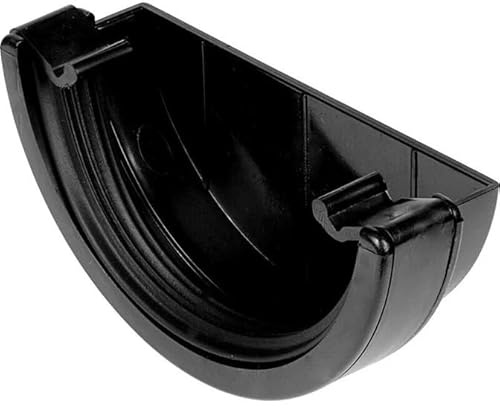 112mm Half Round Gutter External Stop End - Gutter Pipes and Fittings- (Black)
