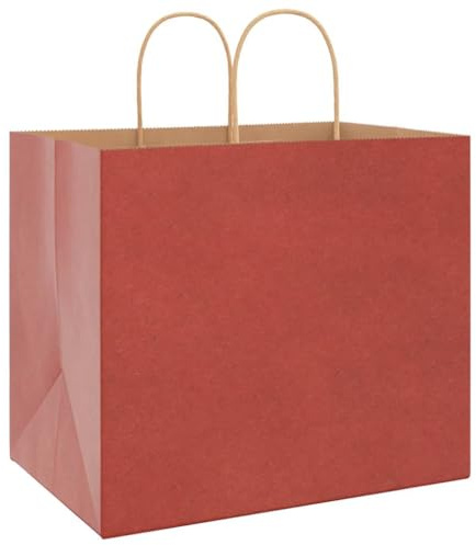 vidaXL Papiertragetaschen 50 Stk., Papiertüten mit Henkeln, Kraftpapiertüten, Geschenktüten für Einkaufen Hochzeiten Verpackungen Partys Geburtstag Weihnachten, Rot 32x22x28cm