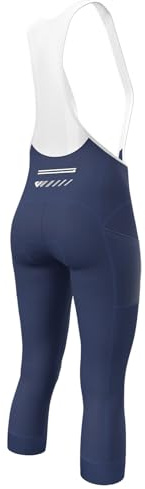 Lo.gas Cykelbyxor dam, vadderade, 3/4 cykelbyxor, hängselbyxor, andas, bröstshorts, elastiska cykelbyxor med remmar, hög midja, cykelshorts med UPF50+, blå, S