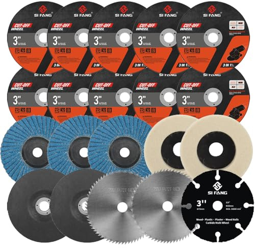 SI FANG Pack mit 20 Trennscheiben & Fächerscheiben für Metall, Durchmesser 75 mm, für Mini-Winkelschleifer, Schneiden, Polieren, Schleifen von Metall