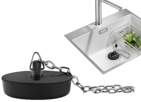Bouchon de baignoire – Bouchon d'évier de cuisine étanche avec chaîne | Bouchon d'élimination des déchets en caoutchouc résistant à l'usure | Bouchon de vidange en caoutchouc résistant à la chaleur