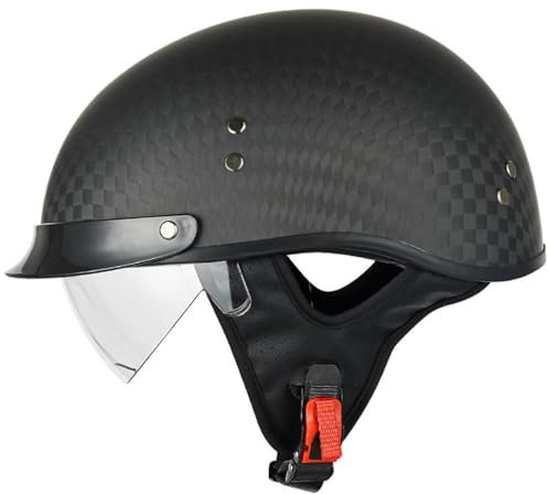 VVPEC Casque Moto Vintage Casques Jet, Casque Allemand Moto Ouvert Adulte Demi,ECEDOT Homologué, Demi Casque de Moto avec Visiere, pour Cruiser Chopper Casque(8,XL=61~62cm)