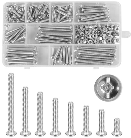 240 Pcs M4 Door Handle Screws Bolts and Nuts Set | (12/16/20/25/30/35/40/45/50mm) Cabinet Handle Screws for Handles Cupboard Drawer Wardrobe Door Knobs Pulls Handles Screw