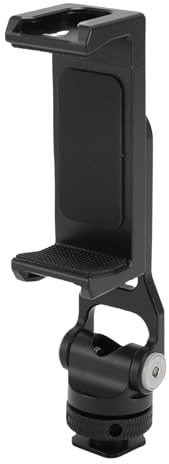 Zunate Hot Shoe Phone Mount, 360 Graders Rotationskamera Stativtelefonhållare med 2 Kalla Skon och 1/4in Skruvgränssnitt för Smartphones Kamera Tillbehör