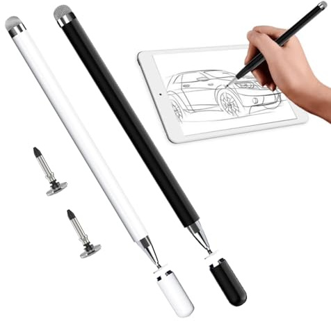 4 Pcs Stylet Tablette,Stylo Tablette Tactile,pour Écrans Tactiles, Universel Haute Précision Stylet Compatible avec, Smartphones, Android Et Autres Écrans Tactiles (Blanc/Noir)