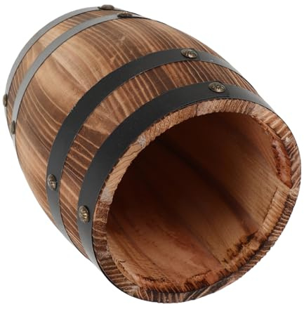 Garneck Rustic Wooden Utensil Holder with Space Saving Design, Barrel-shaped Cutlery Organizer for Forks and Spoons, Multipurpose Wood Utensil Pot for Everyday Dining and Dining Table