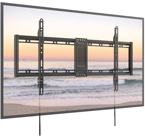 Universal TV-Wandhalterung 43-95 Zoll Feste - Flache TV Halterung bis 75kg, VESA 800x400 kompatibel, Für Curved & Flachbildfernseher, Wohnzimmer & Büro, Schwarz