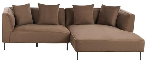 Hörnsoffa Modern 3-sits Vänster Chenilleklädsel med Armstöd Brun Sater