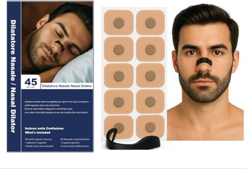 Cerotti Nasali Magnetici Premium – Dilatatore Nasale Magnetico Antirussamento + 90 Cerotti Magnetici con Adesivo Extra Forte - Ideali per Riposo e Sport - Completi di Istruzioni di Utilizzo