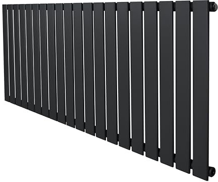 Flat Single Column Radiator 600mm x 1400mm Modern Designer Single Panel Central Heating Heater Anthracite Grey Carbon Steel Horizontal Kitchen Living Room FREE Cleaning Brush Fixing Kit & Brackets