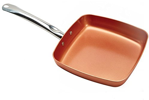 Copper Chef 9.5 Inch Square Frying Pan - Skillet with Ceramic Non Stick Coating. Perfect Cookware For Saute And Grill