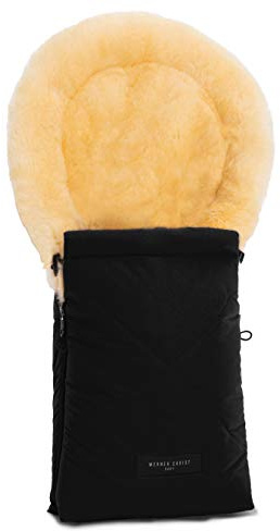 CHRIST Saco cubrepiernas Oslo de Piel de Cordero para capazo o Carrito de bebé de Werner Baby –Universal (78x33 cm) para Invierno de curtido Medicinal, en Negro