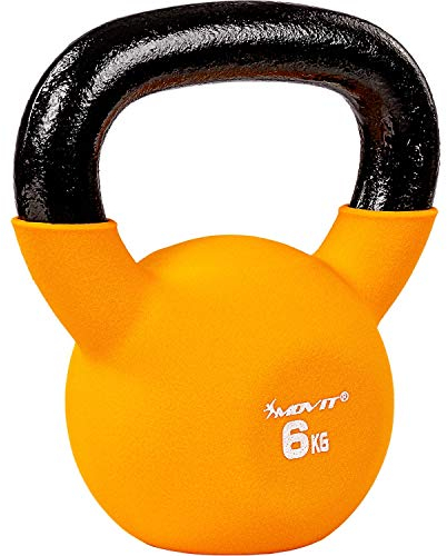 MOVIT Kettlebell PRO, Kugelhantel aus Gusseisen mit Neoprenbeschichtung, 12 Varianten: 2 bis 24 kg, schadstoffgeprüft, Schwunghantel Kugelgewicht
