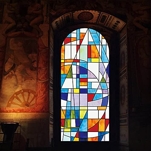 Fenster Filmkirche Färbte Frostige Fensterfilm Dekorative Buntglas-Aufkleber Selbstklebende Oder Statisches Kleber,Translucent,45x90cm
