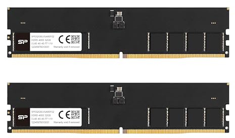 Silicon Power DDR5 64GB (2x32GB) 4800MHz (PC5-38400) 288-pin CL40 1.1V UDIMM Non-ECC Desktop RAM Computer Memory SP064GBLVU480F22