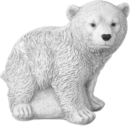 gartendekoparadies.de Eisbär Polarbär, Steinfigur, H. 21 cm, 6,5 kg, Grau, frostsicher aus Steinguss für Außenbereich